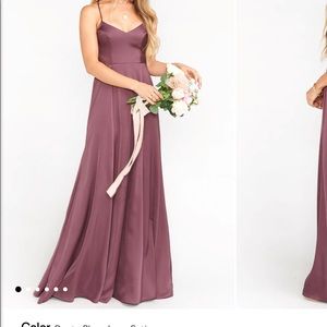 Show me your Mumu plum Godshaw Goddess Gown small bridesmaid formal dress Small